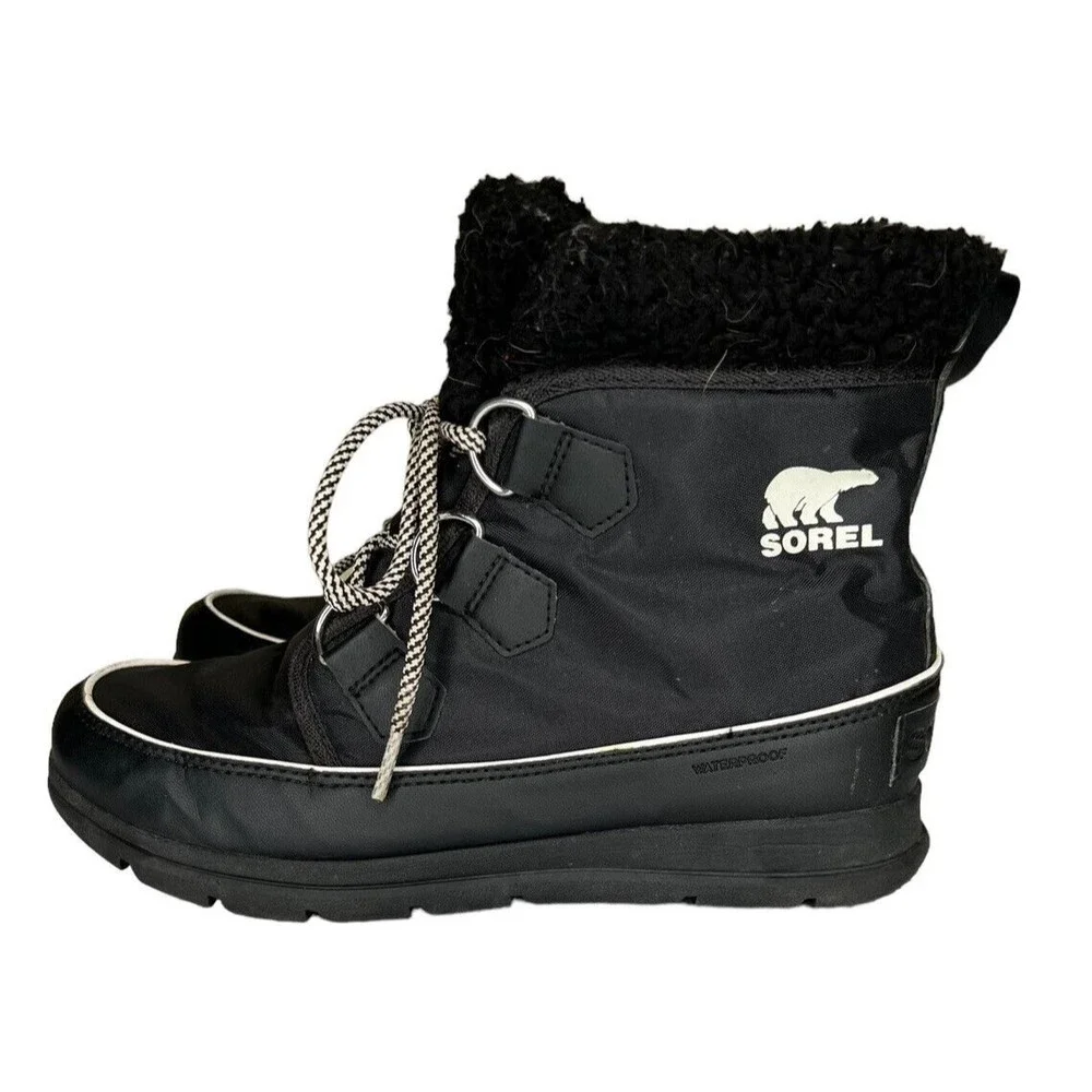 SOREL Explorer Carnival Boots Black/Sea Salt Women’s Size 8.5‎